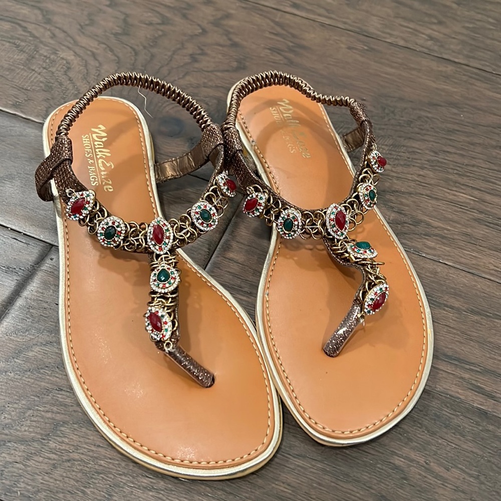 Bejeweled sandals super comfortable